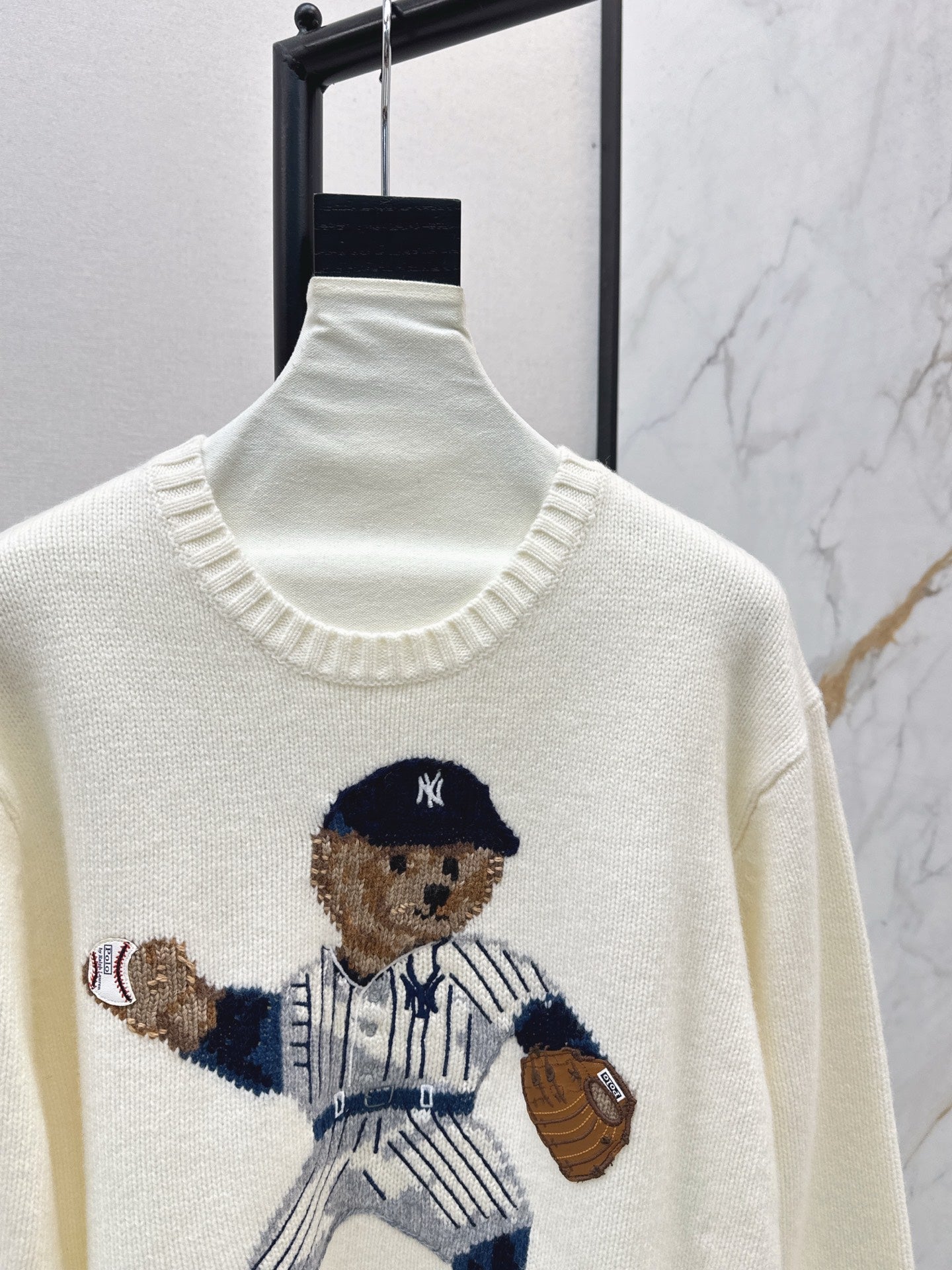 25fw new baseball bear pullover sweater