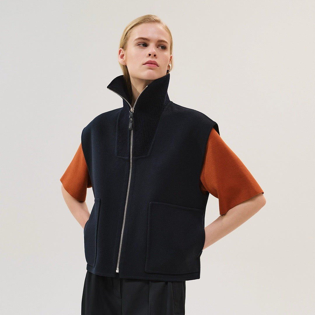 25fw new lapel stitching wool vest