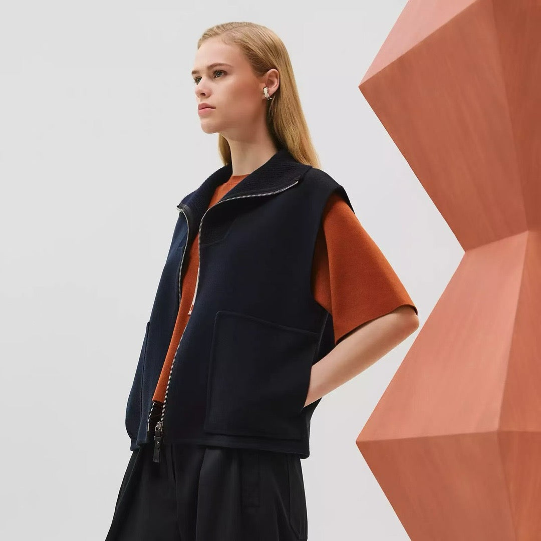 25fw new lapel stitching wool vest