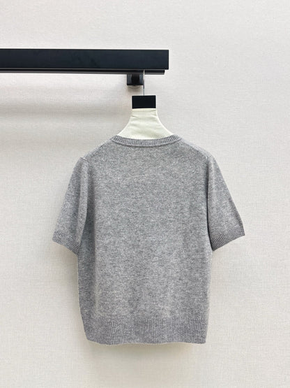 25fw new embroidery knitted short sleeves