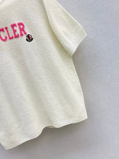25fw new embroidery knitted short sleeves