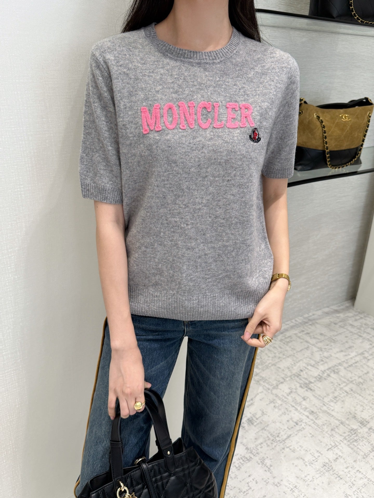 25fw new embroidery knitted short sleeves