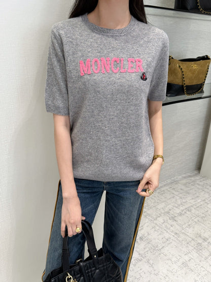 25fw new embroidery knitted short sleeves