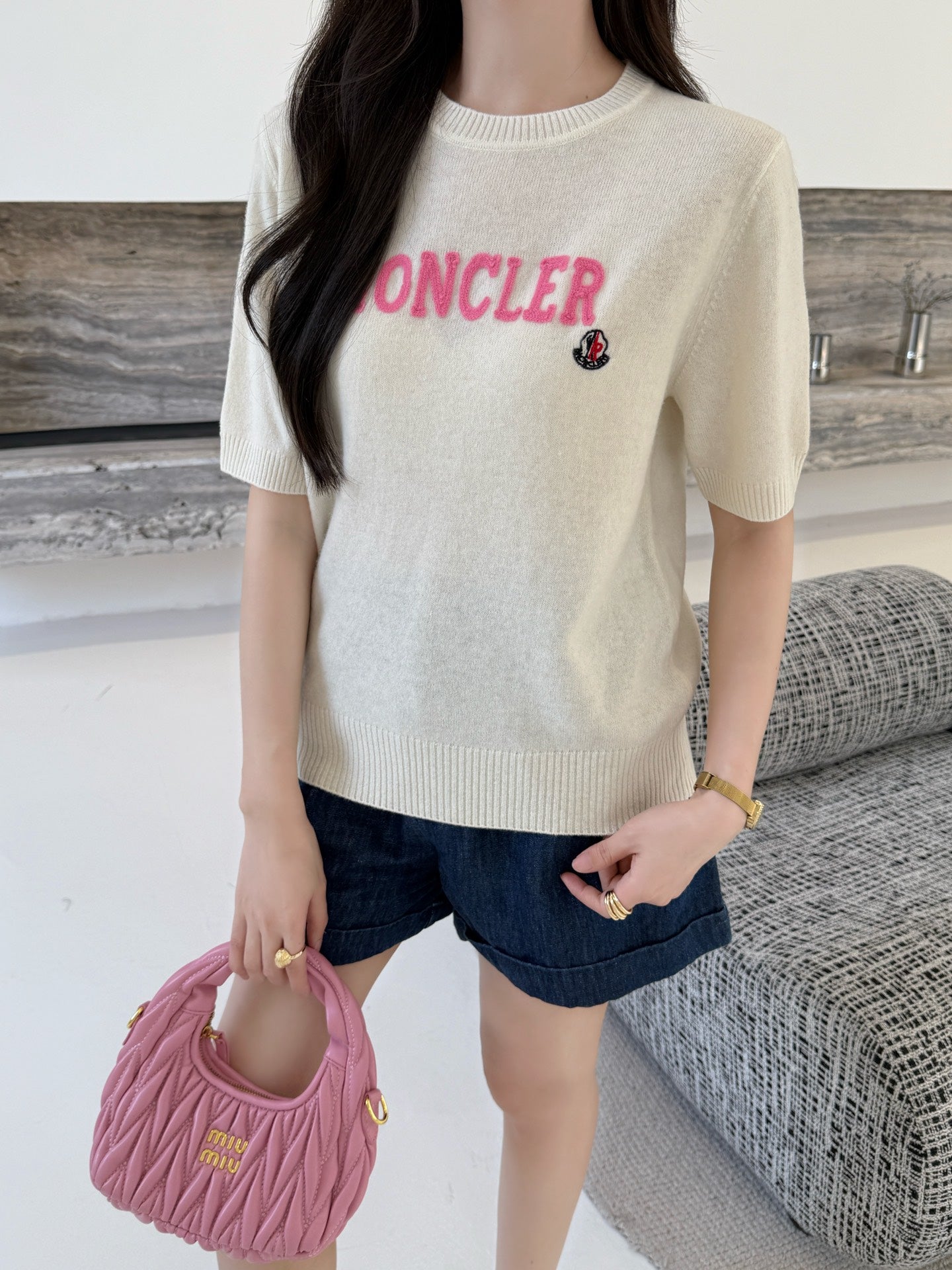 25fw new embroidery knitted short sleeves