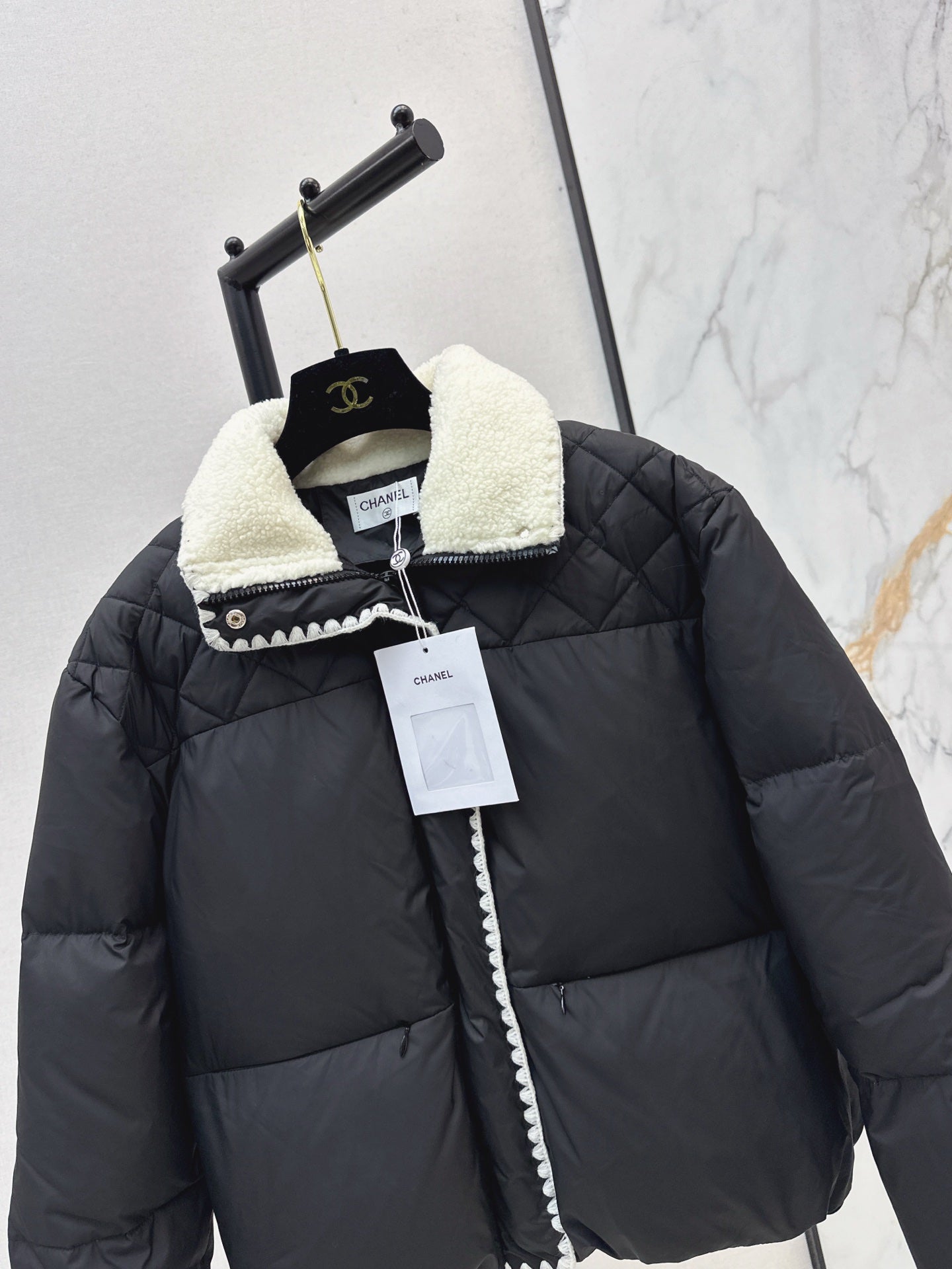 25fw new stand collar contrast color down jacket