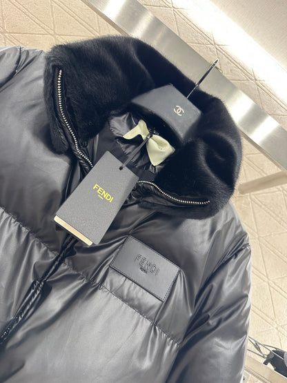 25fw new fur collar waist down jacket