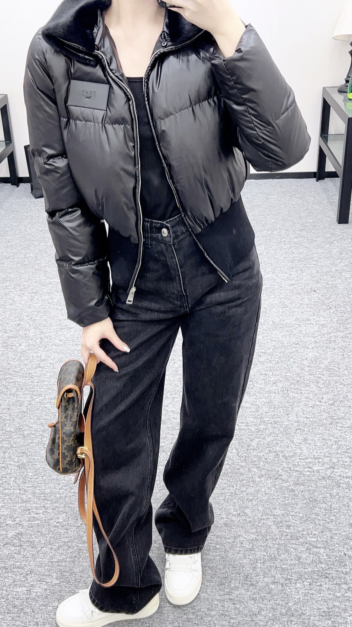 25fw new fur collar waist down jacket