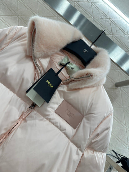 25fw new fur collar waist down jacket