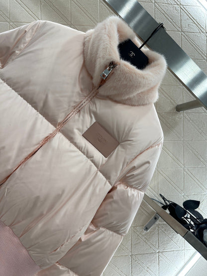 25fw new fur collar waist down jacket