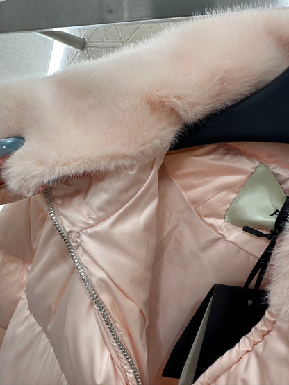 25fw new fur collar waist down jacket