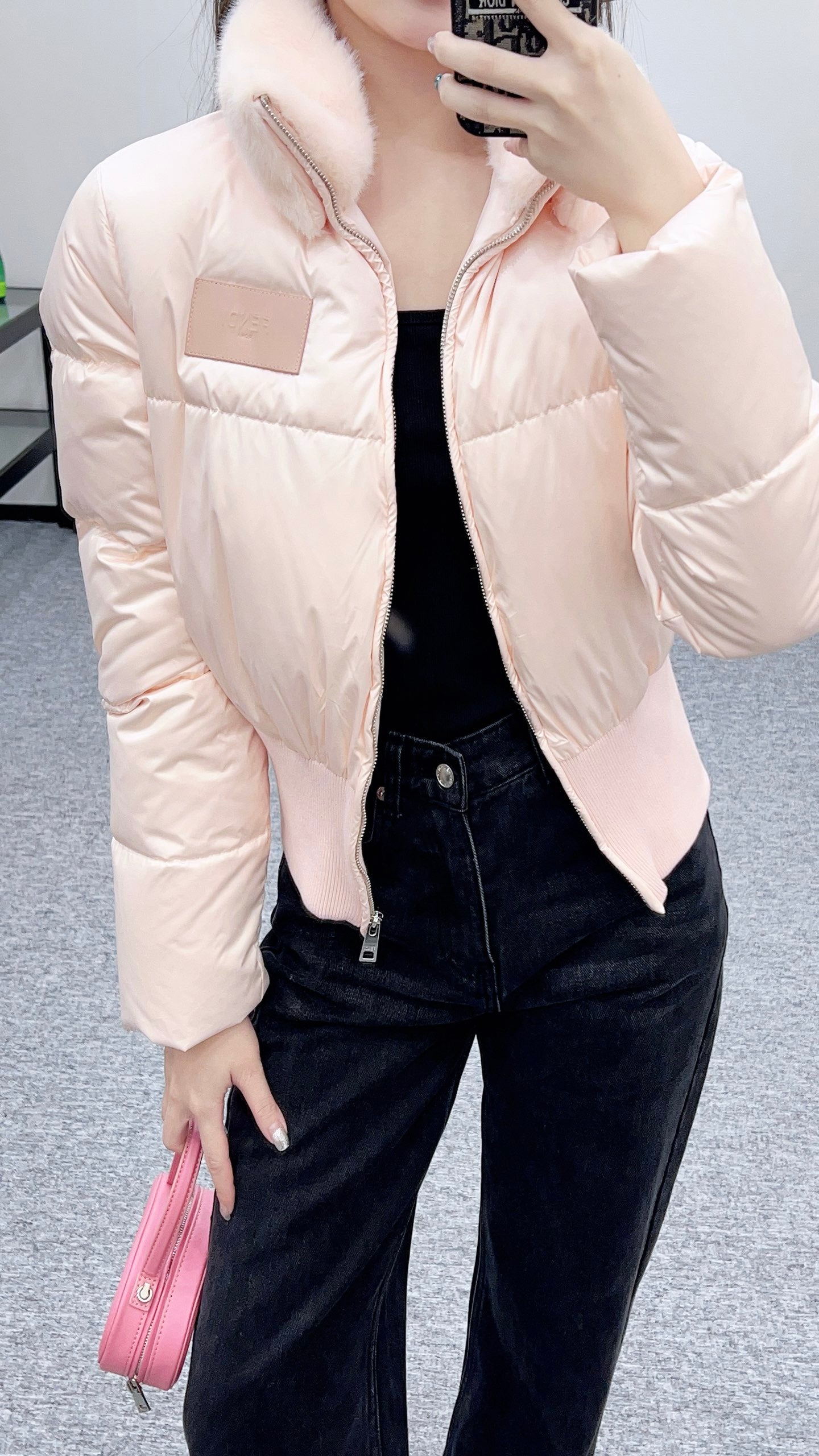 25fw new fur collar waist down jacket