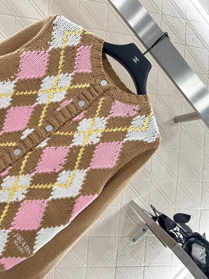 25fw new diamond jacquard knitted cardigan