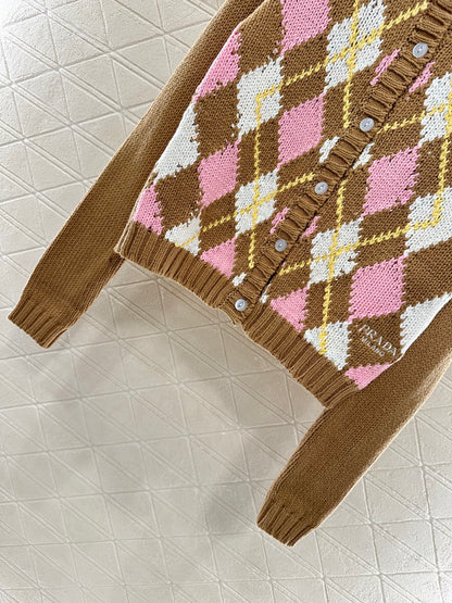 25fw new diamond jacquard knitted cardigan