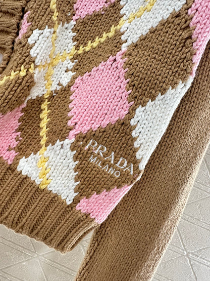 25fw new diamond jacquard knitted cardigan