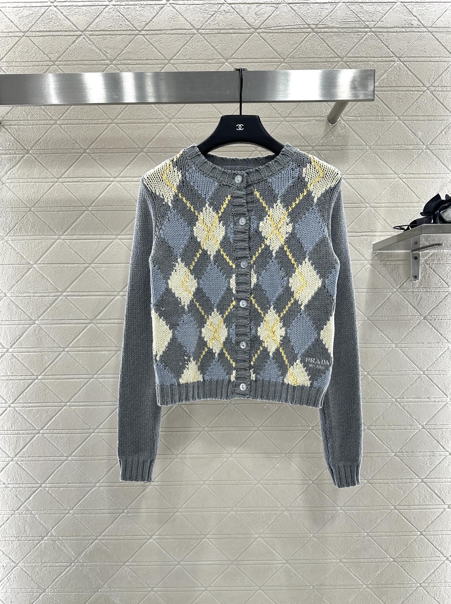 25fw new diamond jacquard knitted cardigan