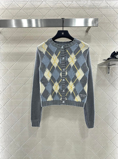 25fw new diamond jacquard knitted cardigan