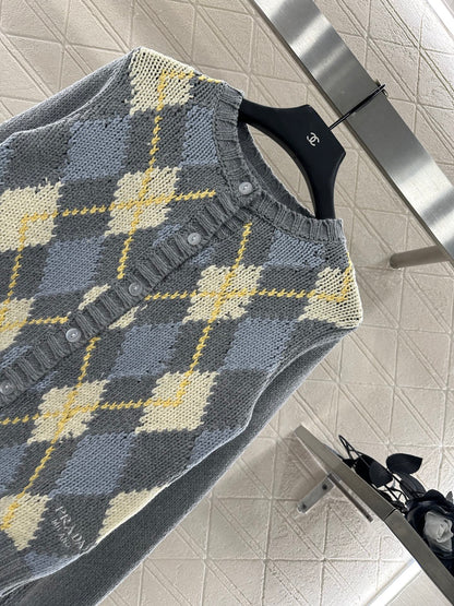 25fw new diamond jacquard knitted cardigan