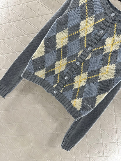 25fw new diamond jacquard knitted cardigan