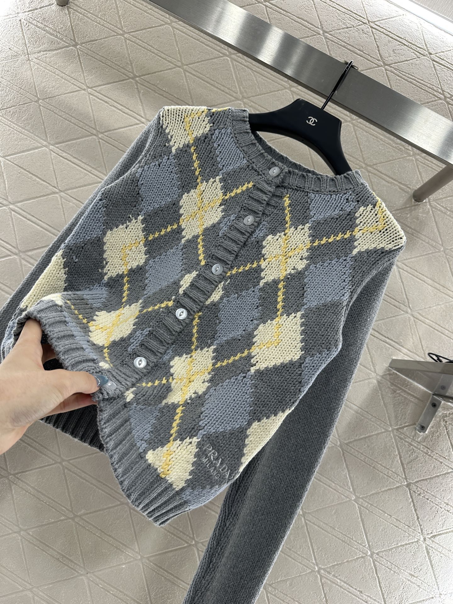 25fw new diamond jacquard knitted cardigan