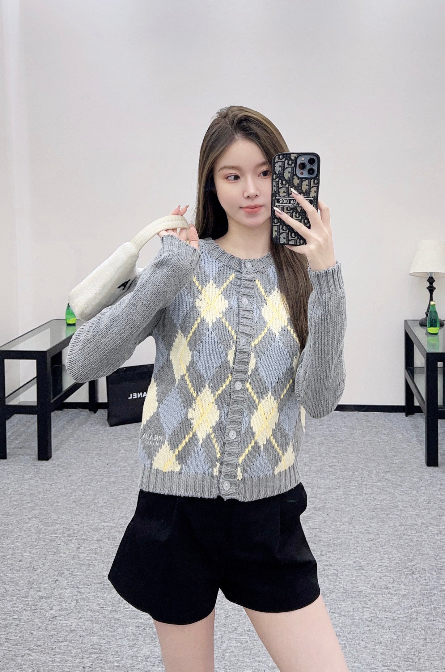 25fw new diamond jacquard knitted cardigan