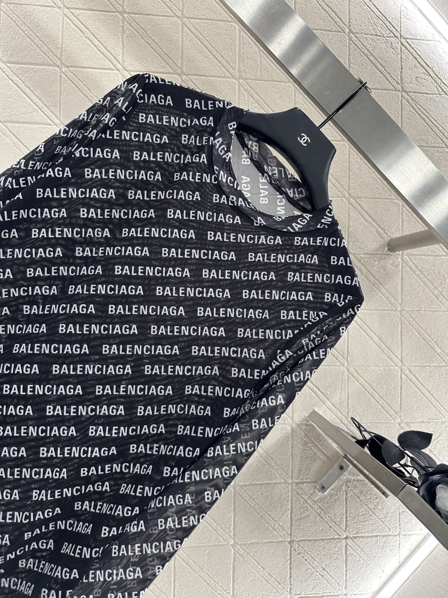 25fw new mesh round neck long sleeve