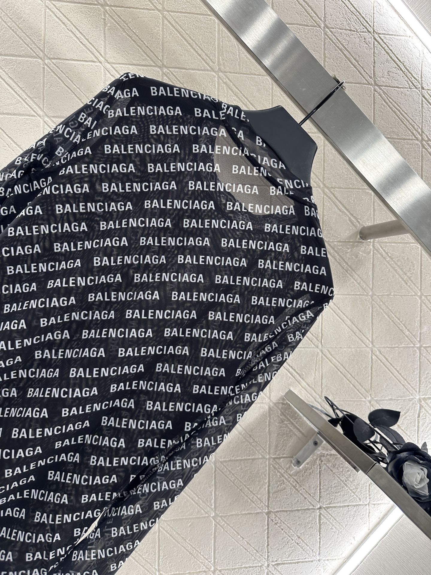 25fw new mesh round neck long sleeve