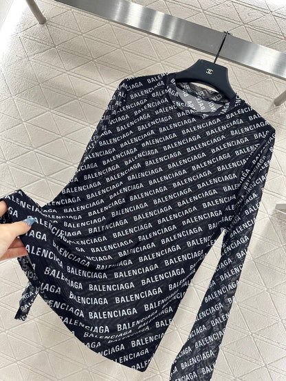 25fw new mesh round neck long sleeve