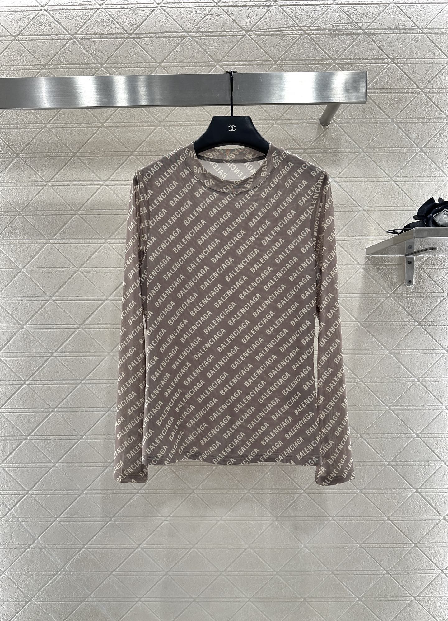 25fw new mesh round neck long sleeve