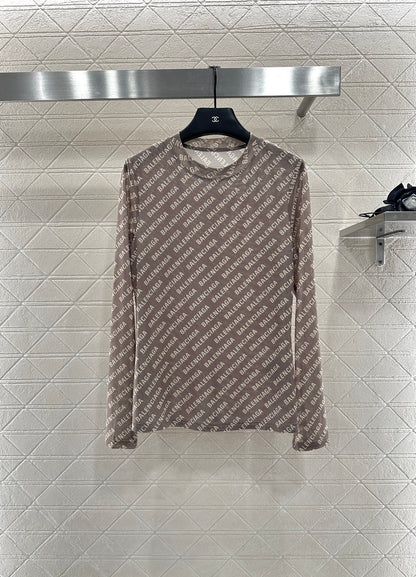 25fw new mesh round neck long sleeve