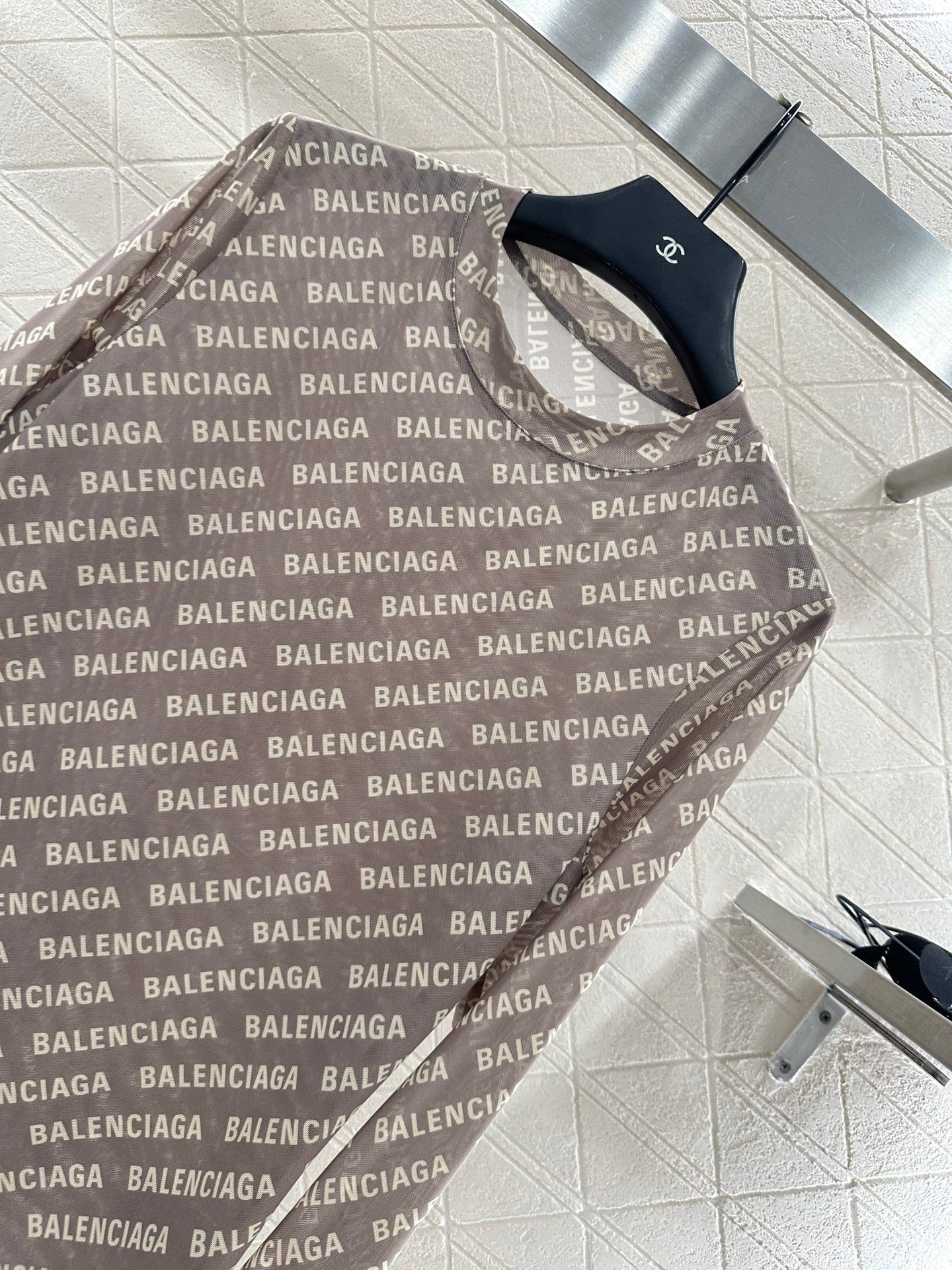 25fw new mesh round neck long sleeve