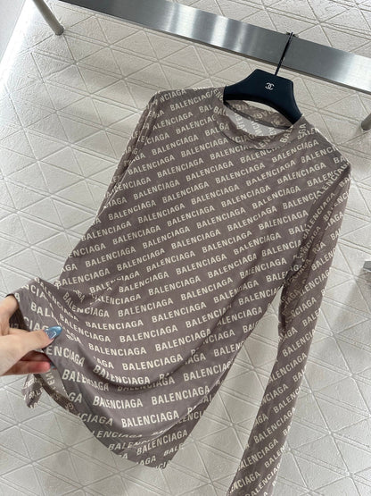 25fw new mesh round neck long sleeve