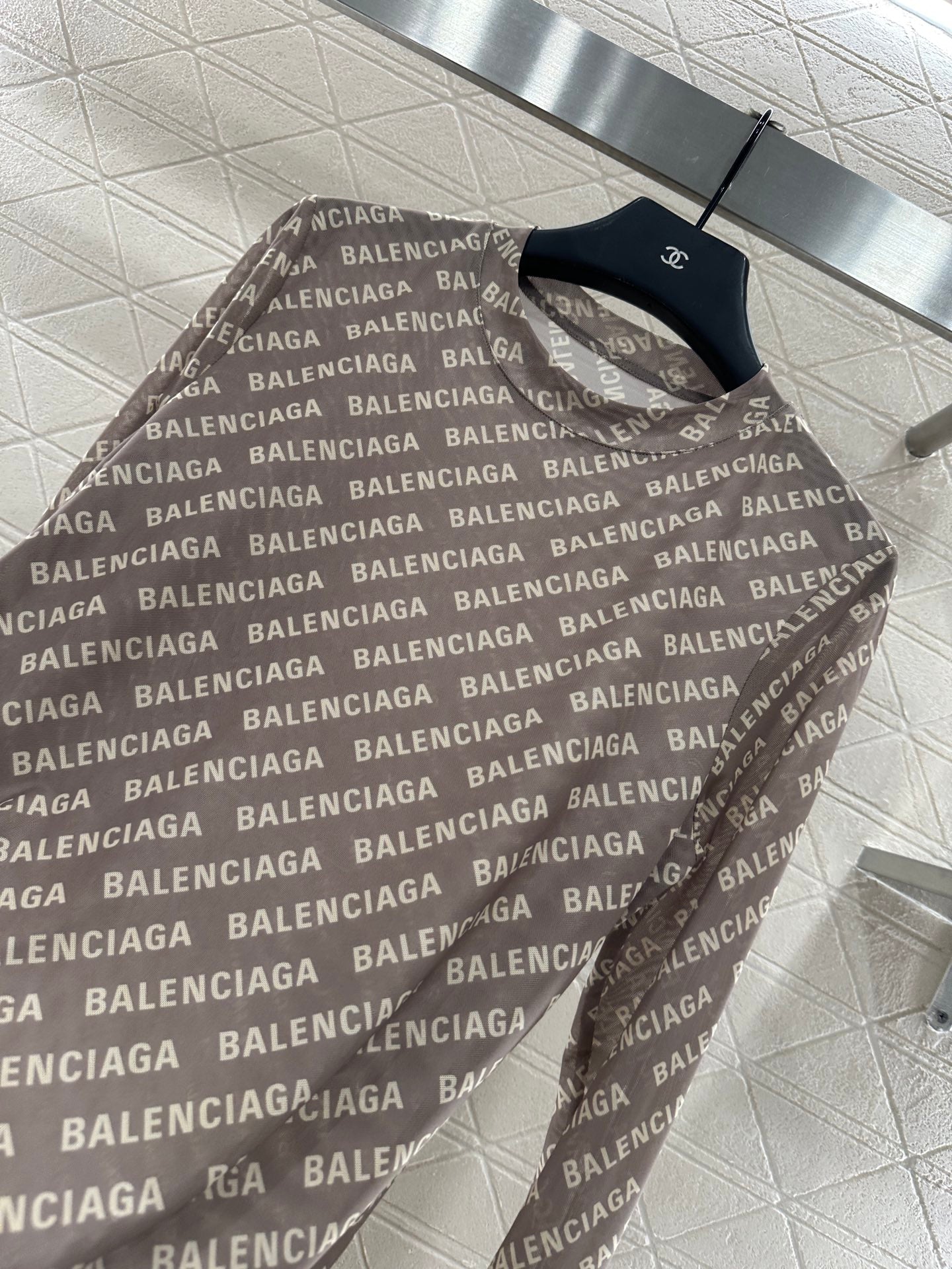 25fw new mesh round neck long sleeve