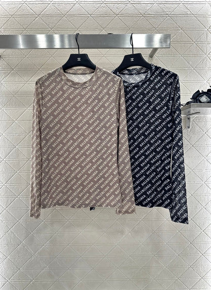 25fw new mesh round neck long sleeve
