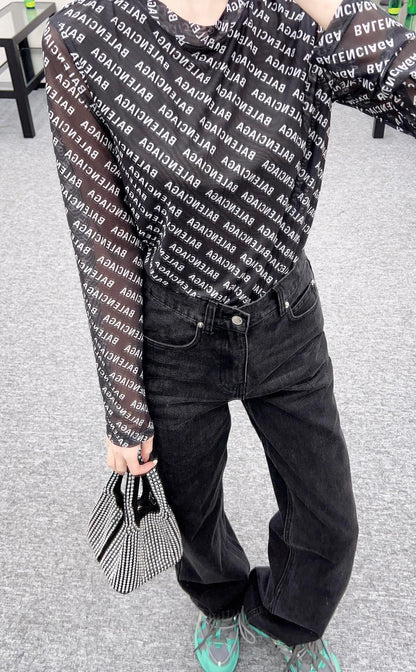 25fw new mesh round neck long sleeve