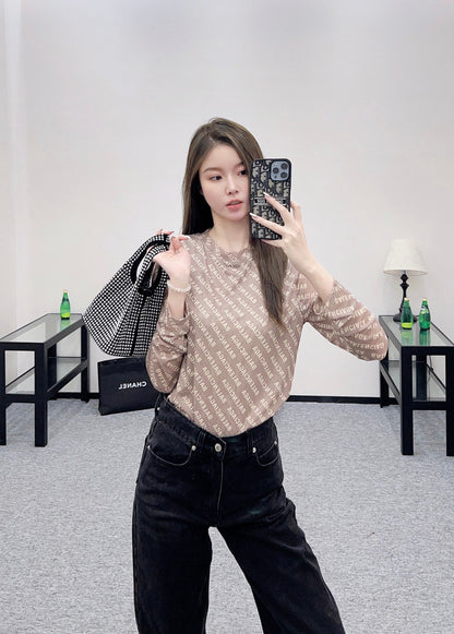 25fw new mesh round neck long sleeve