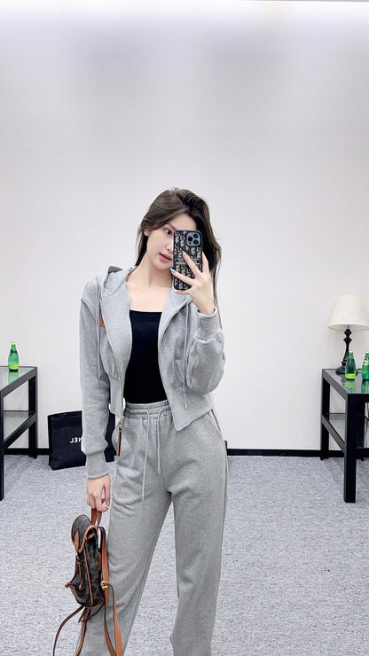 25Ffw new hooded jacket with trousers set