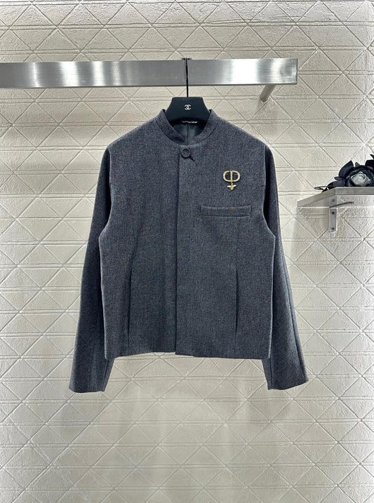 25fw new stand collar brooch coat