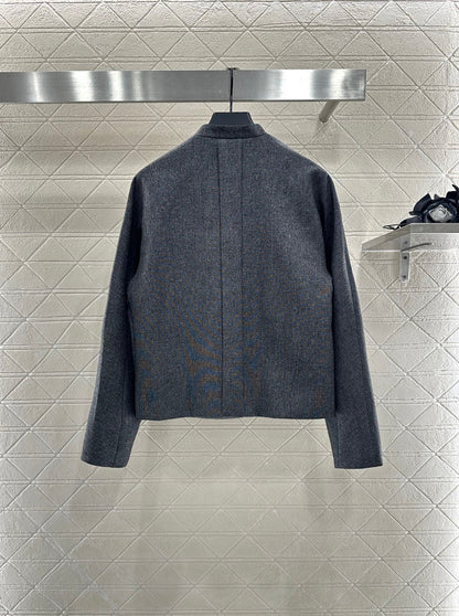 25fw new stand collar brooch coat