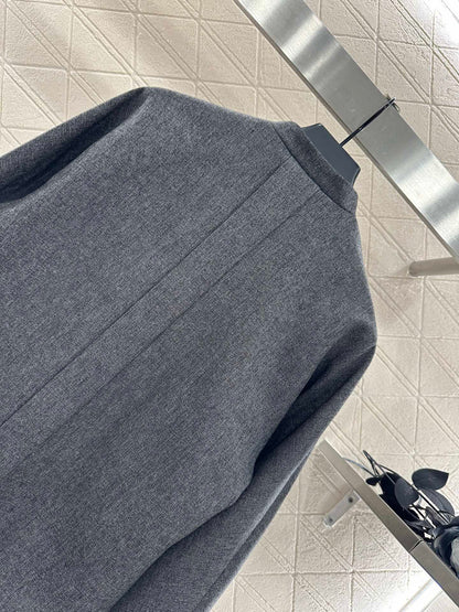 25fw new stand collar brooch coat