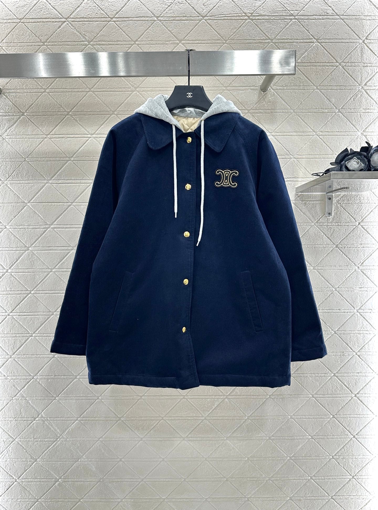 25fw new hooded drawstring cotton jacket