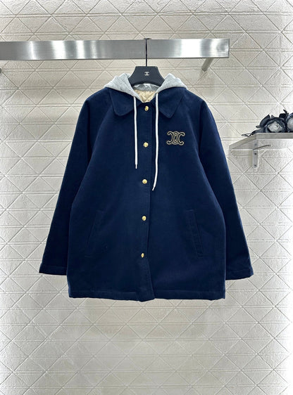 25fw new hooded drawstring cotton jacket