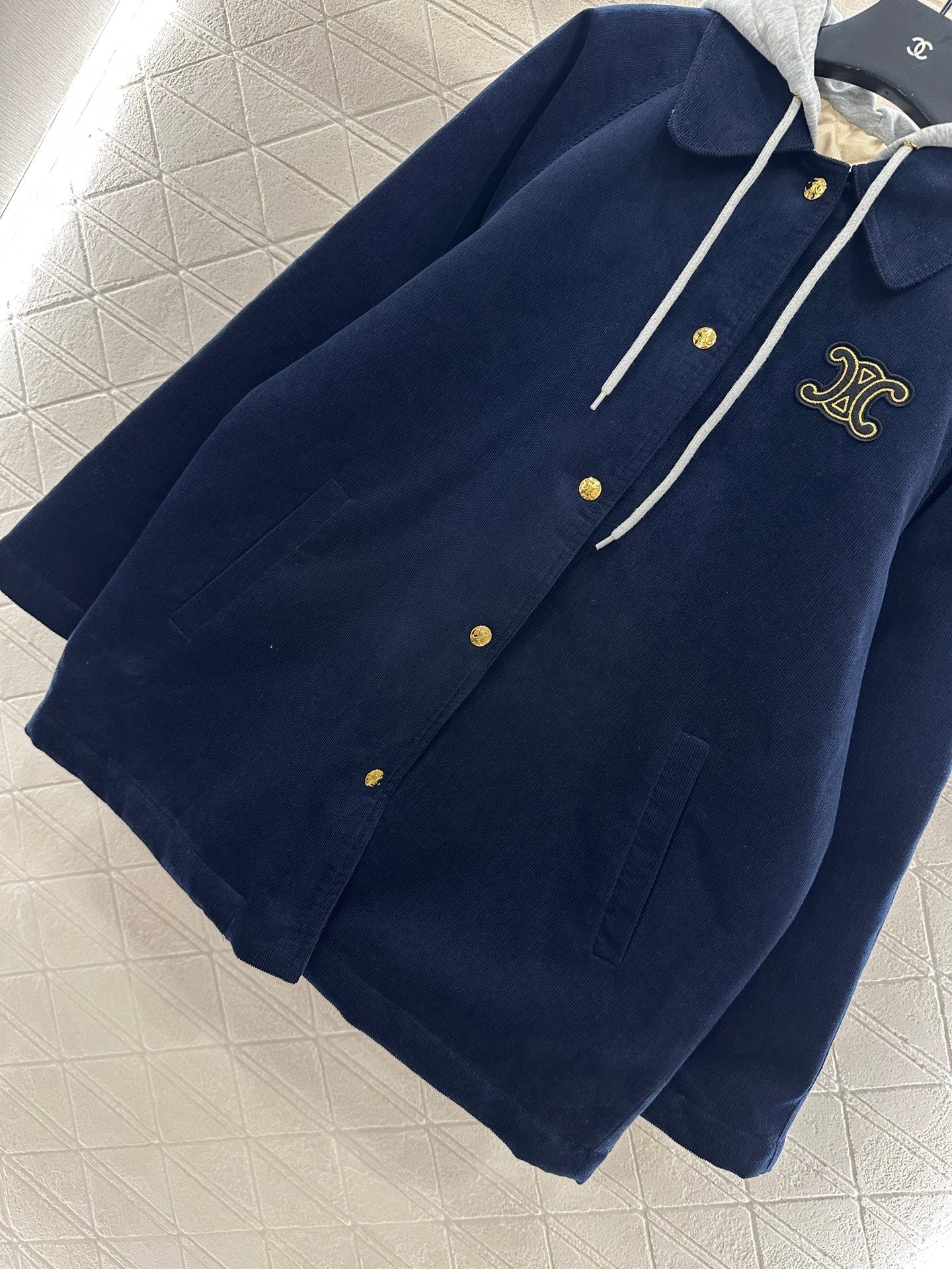 25fw new hooded drawstring cotton jacket