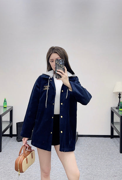 25fw new hooded drawstring cotton jacket