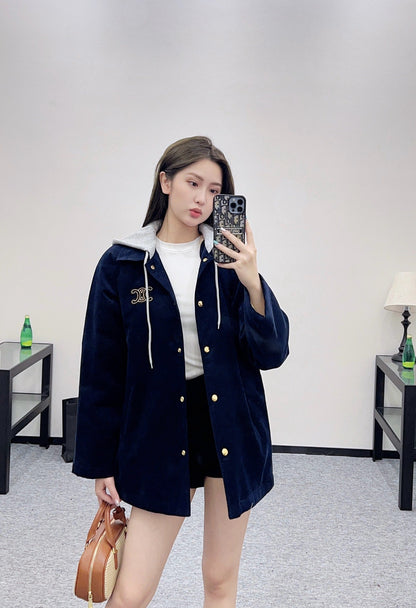 25fw new hooded drawstring cotton jacket