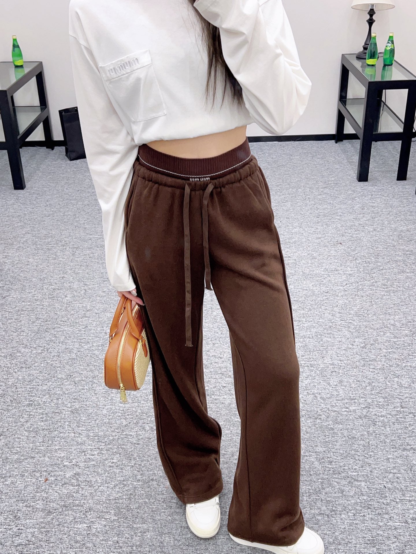 25fw new drawstring wide-leg trousers