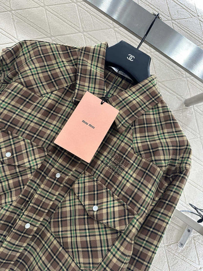 25fw new plaid shirt jacket with skirt suit