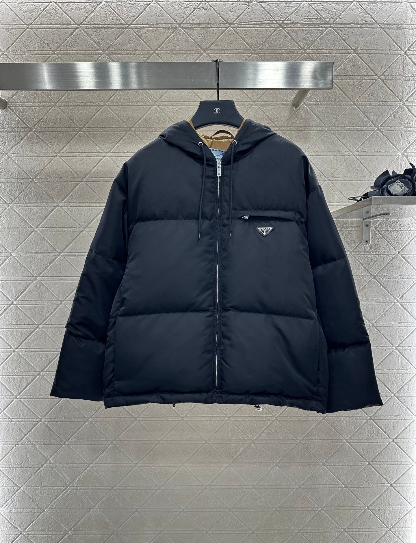 25fw new hooded contrast color down jacket