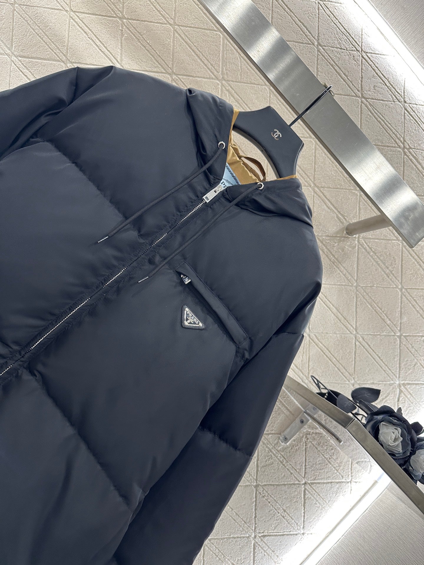 25fw new hooded contrast color down jacket