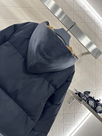 25fw new hooded contrast color down jacket