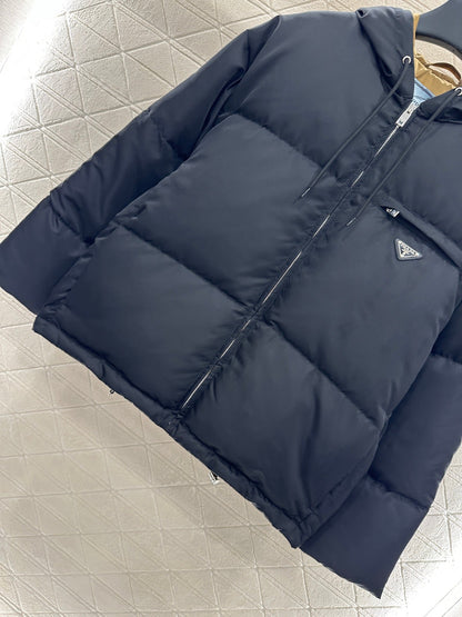 25fw new hooded contrast color down jacket